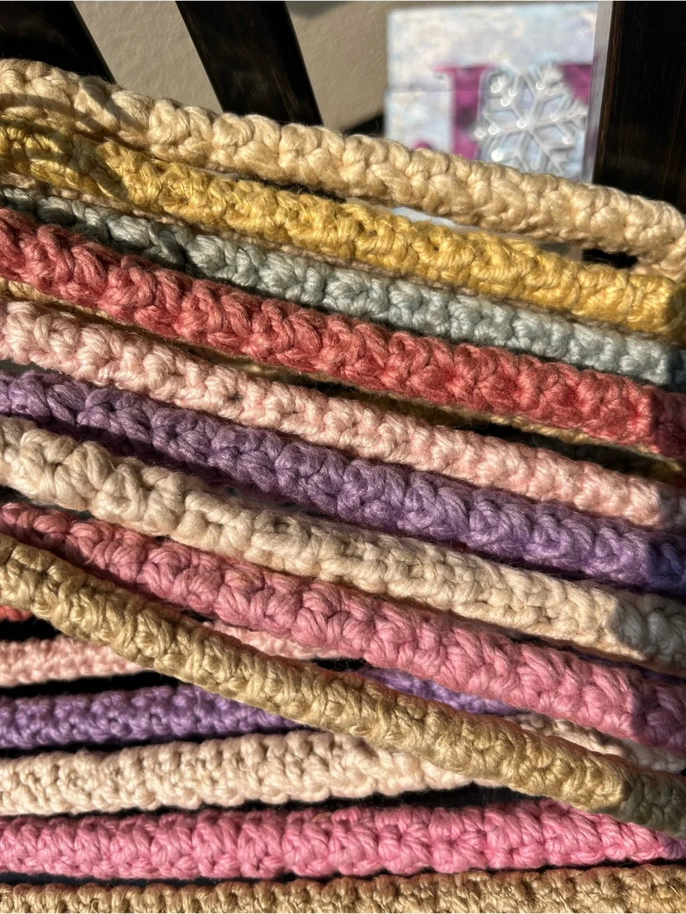 Handmade Multicolor Crochet Padded Hangers - Set of 10. One of a kind!